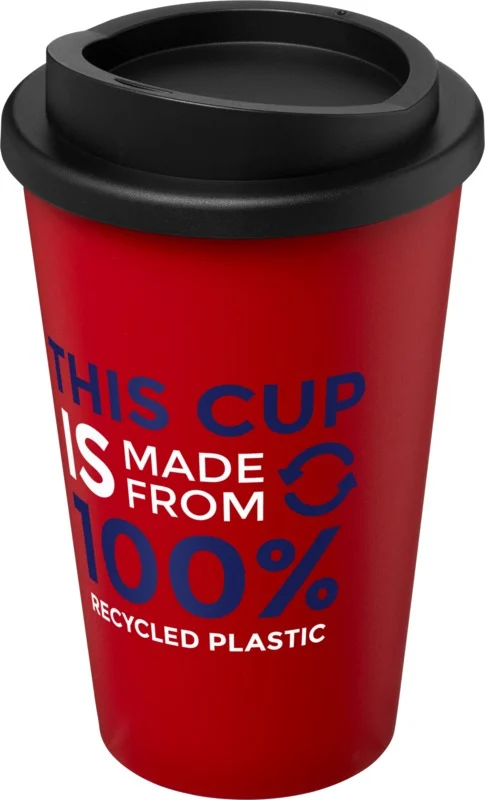 PF Concept red recycled Americano 350 ml cup with black lid