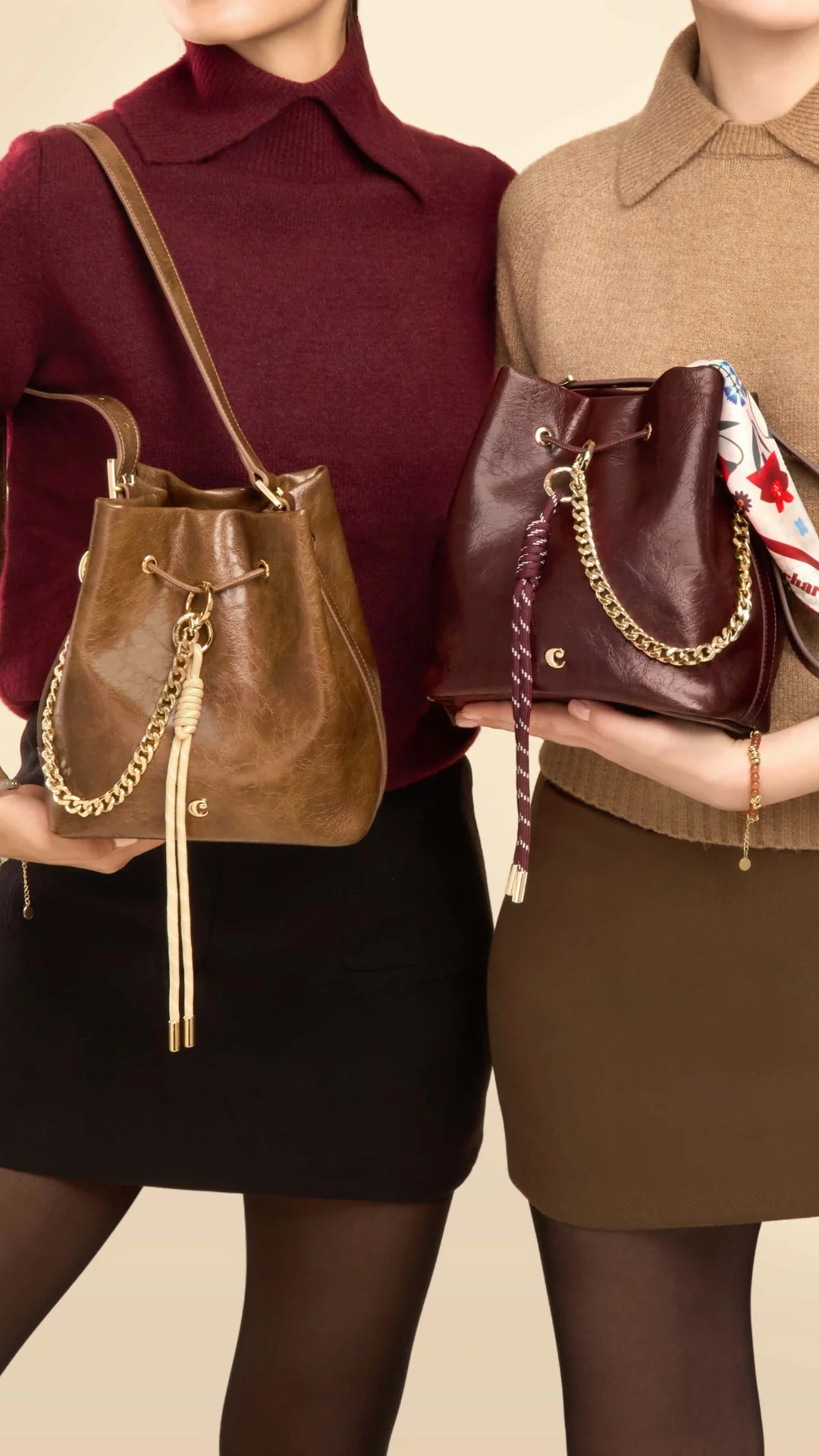 Cacharel handbags shown in a fashion campaign