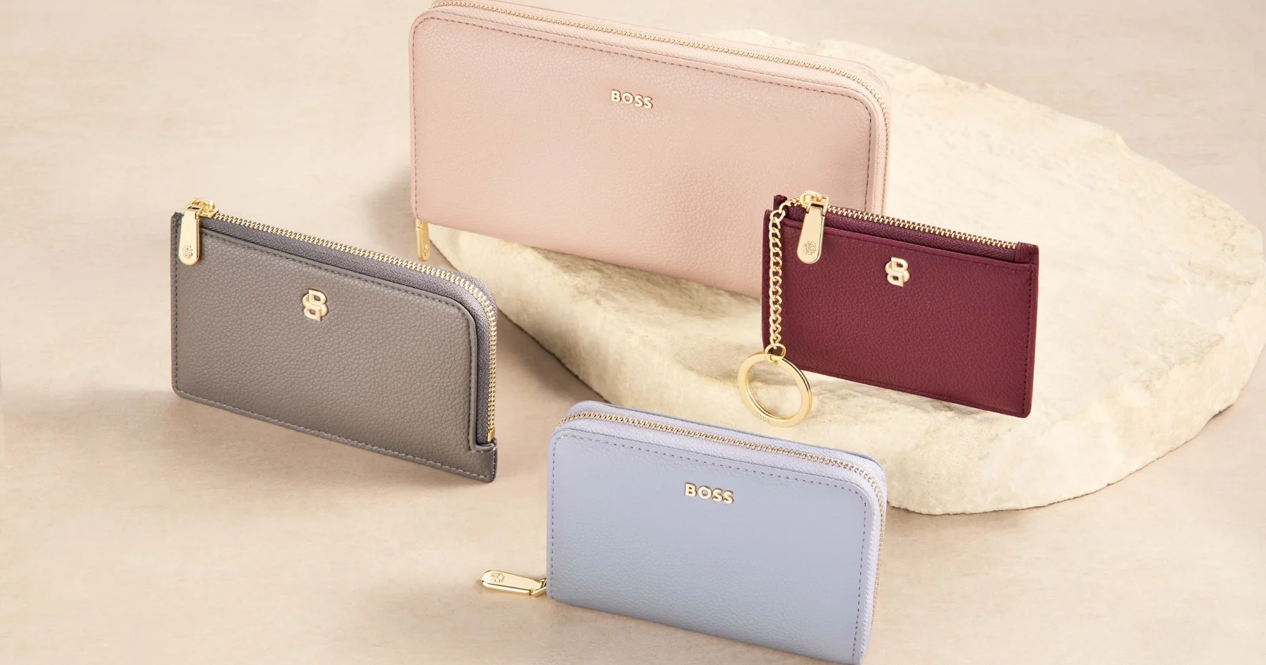 Hugo Boss wallets and cardholders in softer colours