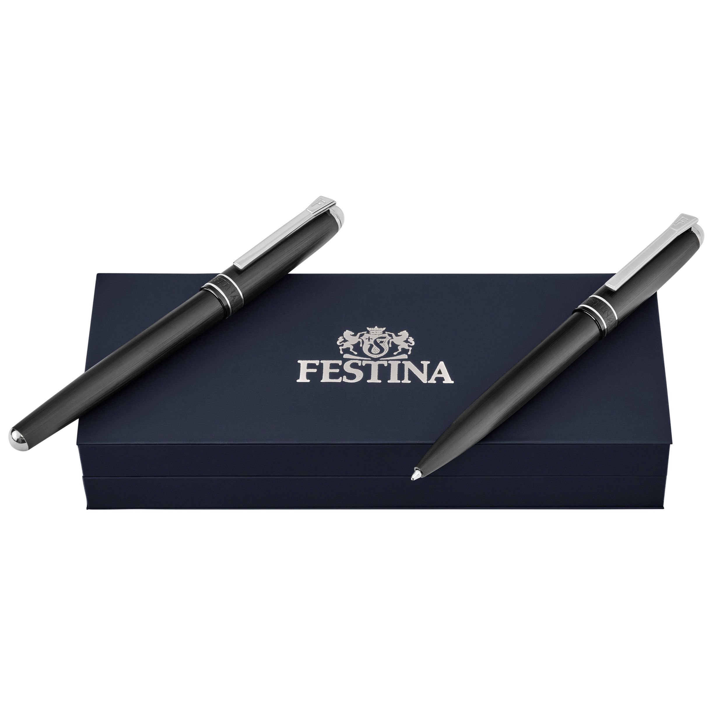 Festina Set Classicals Brushed Black & Chrome (ballpoint pen & fountain pen)