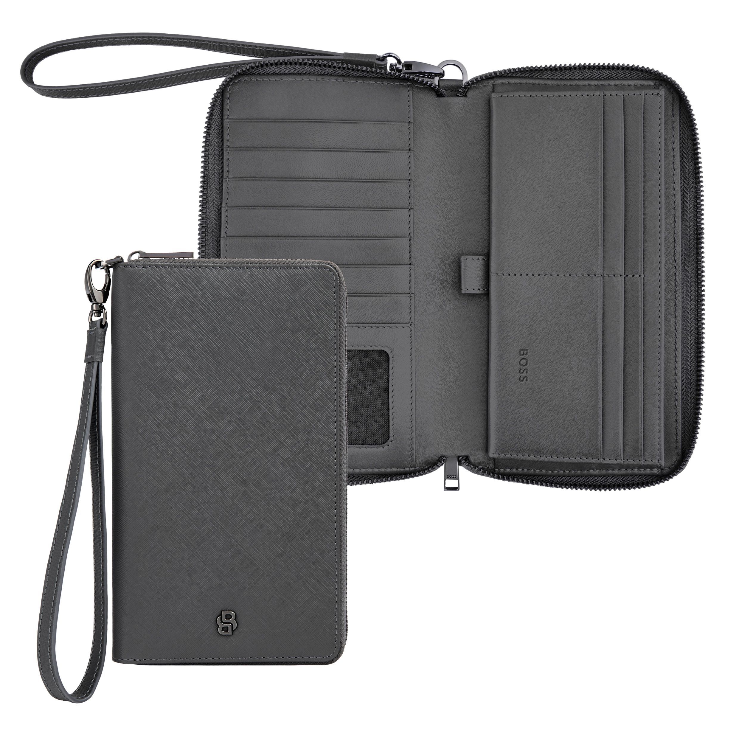 Hugo Boss Travel wallet Double B Saffiano Grey