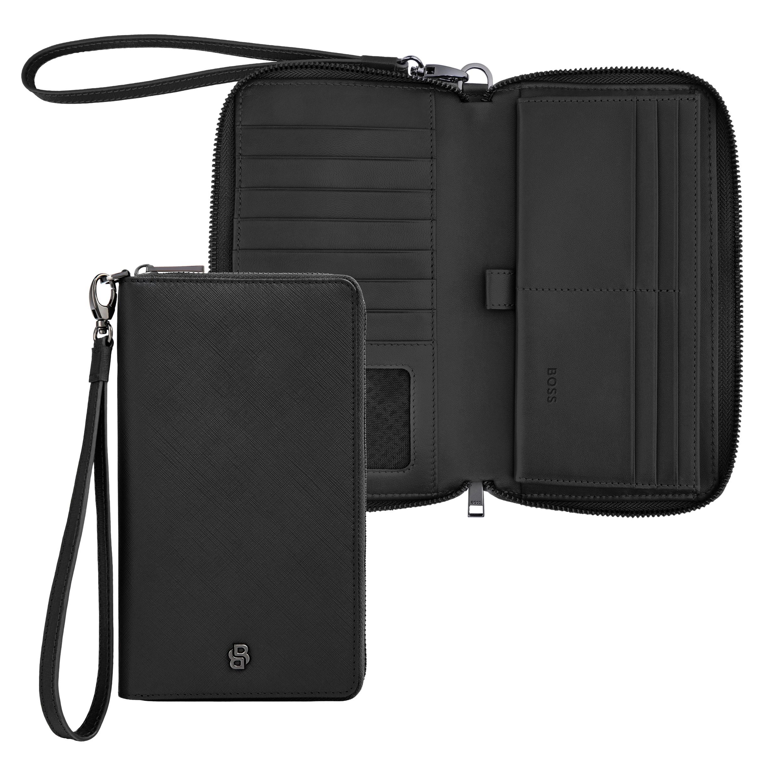 Hugo Boss Travel wallet Double B Saffiano Black
