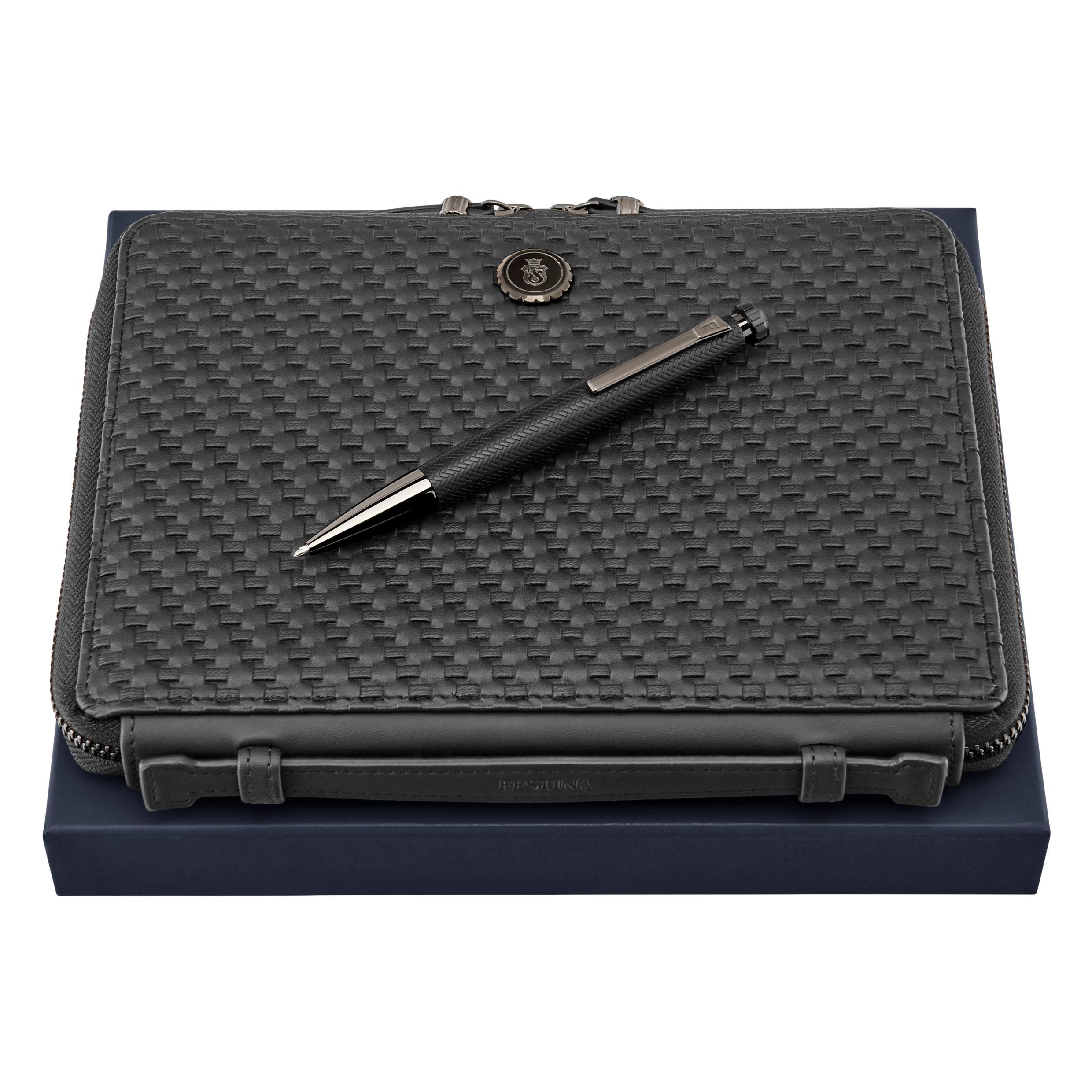 Set Interlace Black (ballpoint pen & conference folder A5)