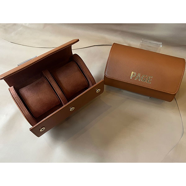 Pebbled Leather Double Watch Roll