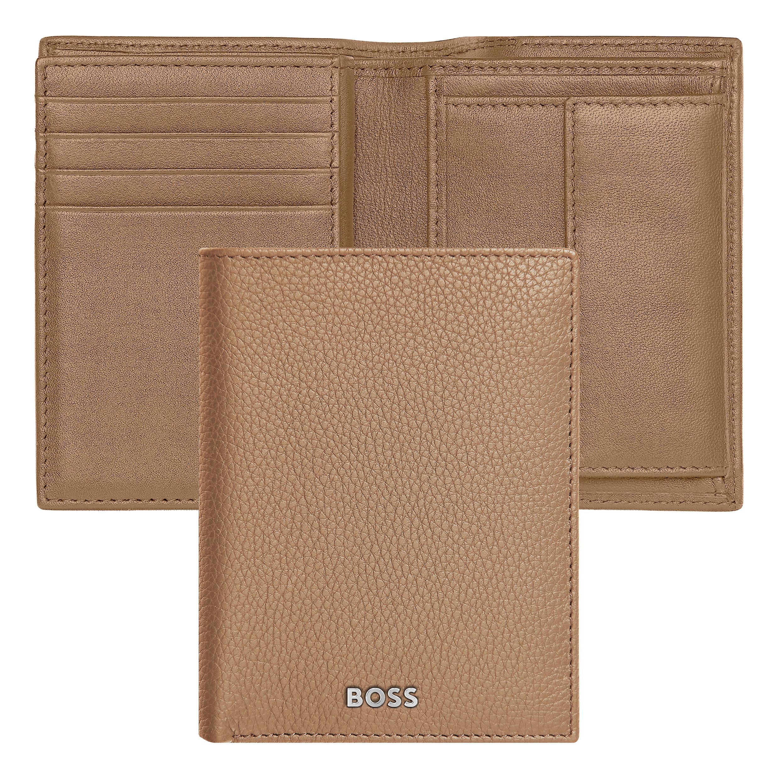 Hugo Boss Card holder with flap and money pocket Classic Grained Camel