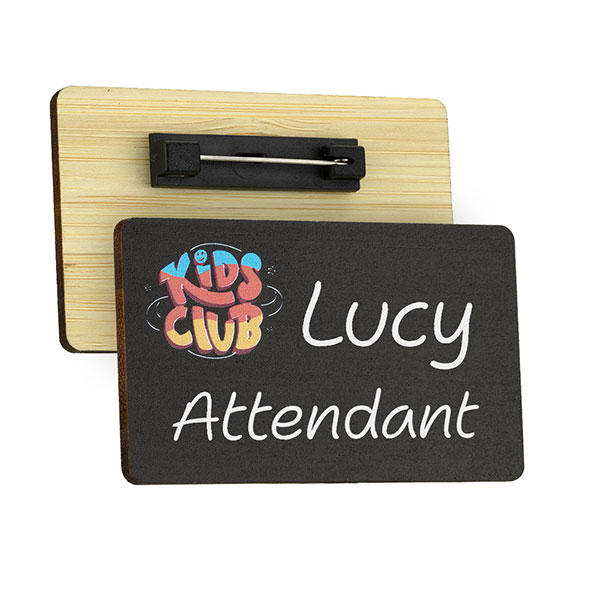 Reusable Moso Bamboo Blackboard Name Badge