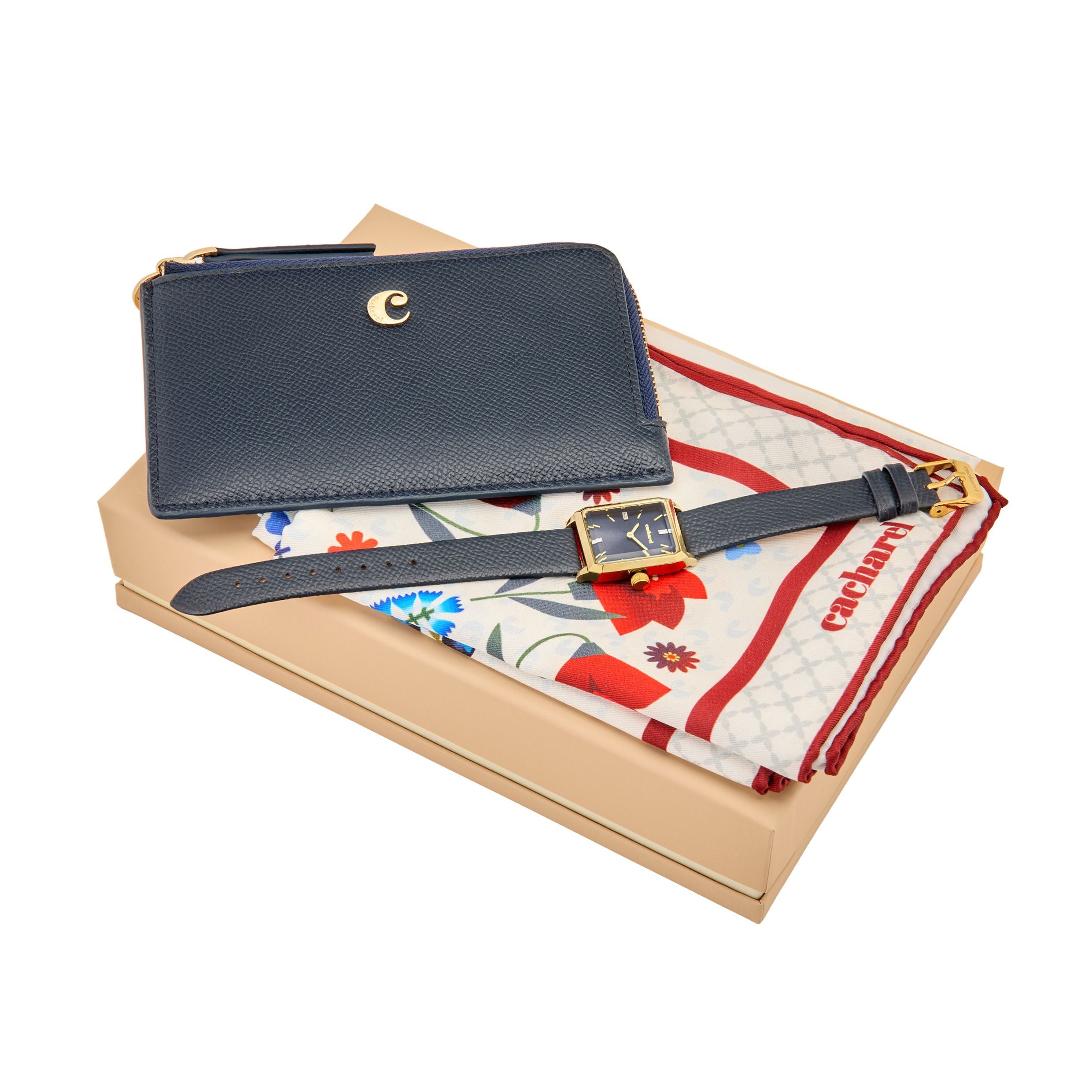 Cacharel Set Cacharel (card holder, watch & scarf)