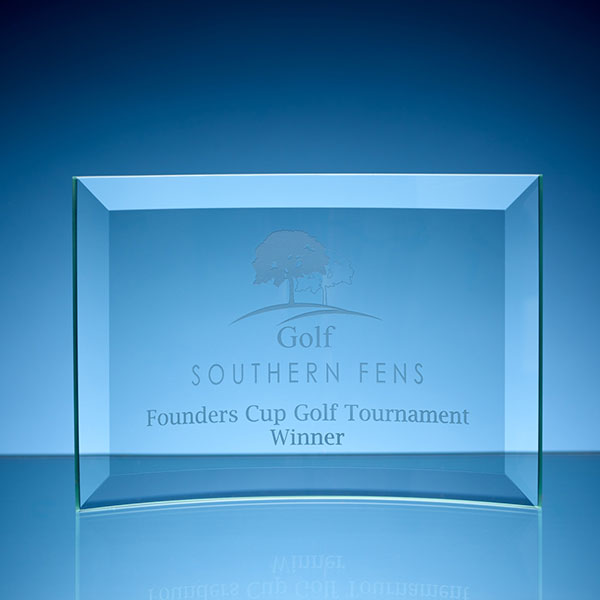 10cm x 14.5cm Jade Glass Bevelled Crescent Award