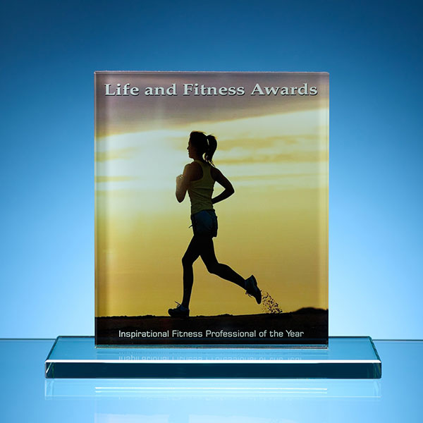 15cm x 12.5cm Jade Glass Rectangle Award – Full Colour