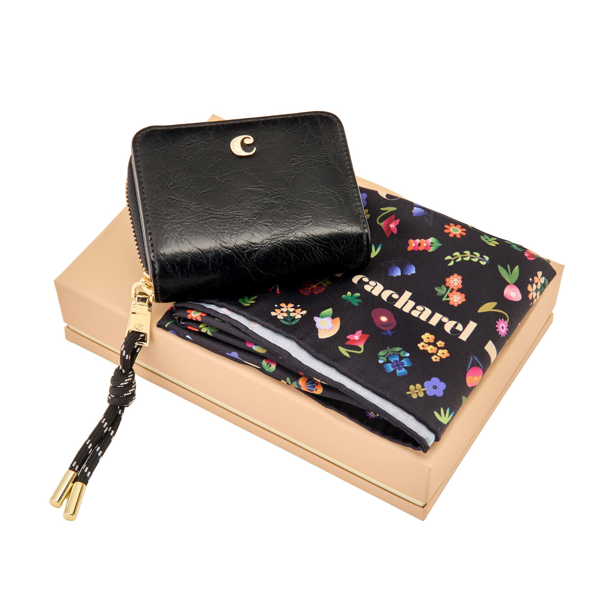 Cacharel Set Cacharel Black (wallet & scarf)