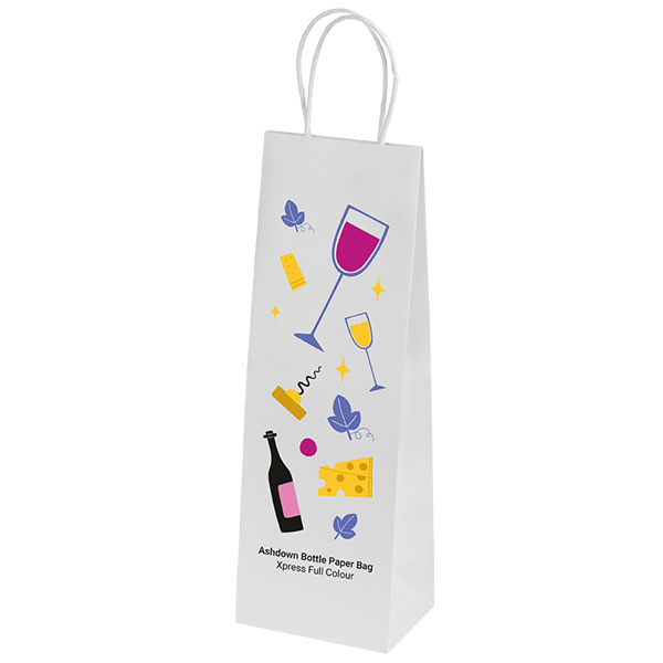 Ashdown Bottle White Kraft Paper Gift Bag – Full Colour