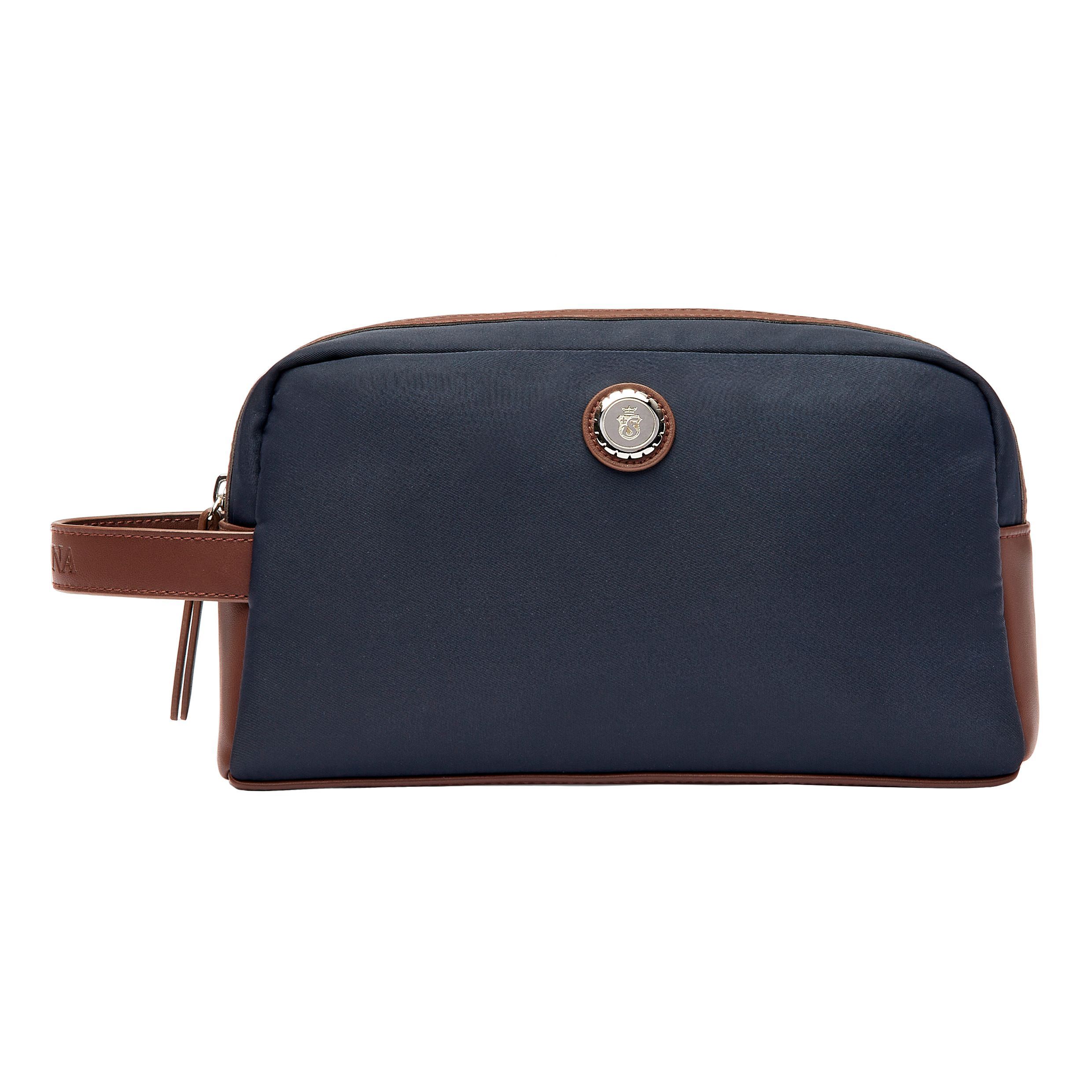 Festina Toiletry Bag Button Navy & Brown