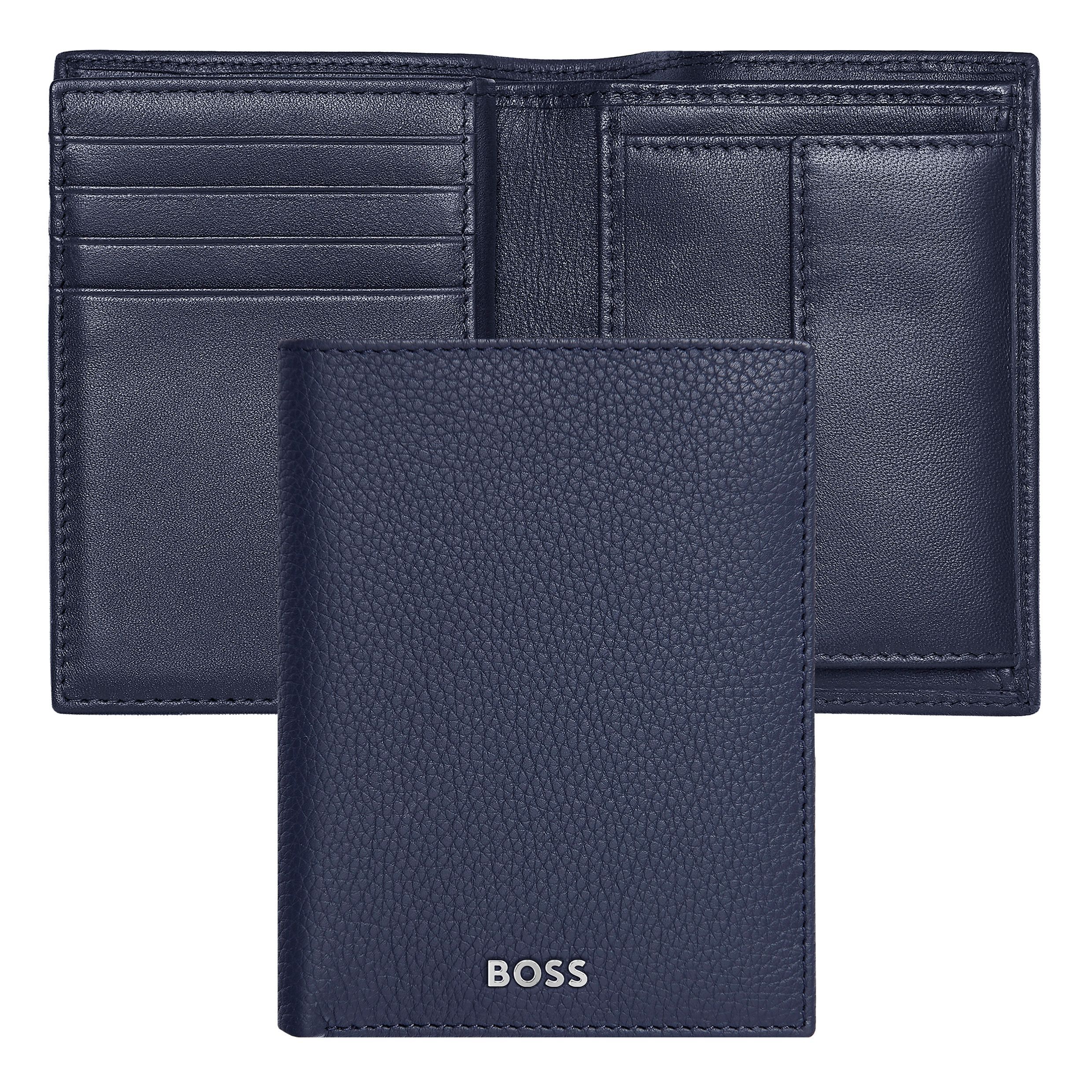 Hugo Boss Card holder with flap and money pocket Classic Grained Navy